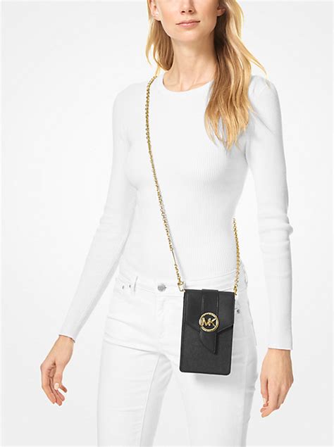 michael michael kors small saffiano leather smartphone crossbody bag|Michael Kors saffiano jet set.